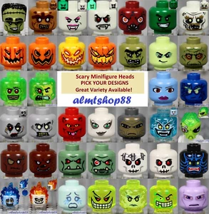 LEGO - Minifigure Heads - PICK YOUR STYLE - Monster Zombie Halloween Scary Alien - Picture 1 of 85