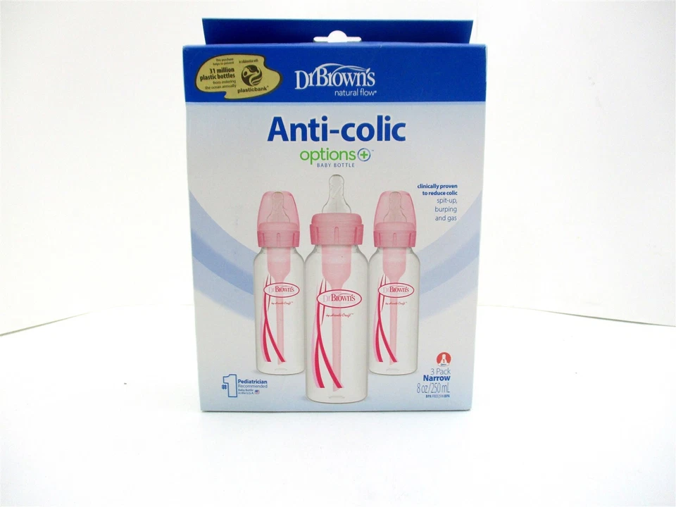 Dr. Brown's Options + Biberón anticólicos - Rosa - 8 oz/3 paquete Foto 1 de 4