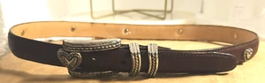 Girl Brighton Kid’s Brown Leather Belt CONCHO Heart Buckle SZ. 23 " - 27" - Picture 1 of 8