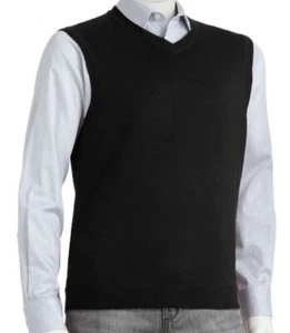 New Men's Classic Fit Knit V-Neck Sweater Vest XLT Big & Tall Sleeveless Black - Picture 1 of 2