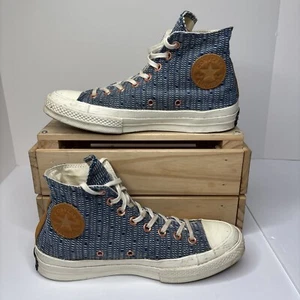 Converse All*Star Chuck Taylor Size M 7 W 9 Blue Checkered Shoes Hi-Top Sneakers - Picture 1 of 7