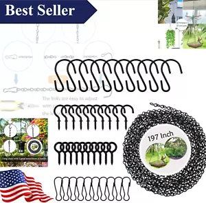 Black Hanging Basket Chains Flower Plant Pot Replacement Chain Kit Sturdy Iron - Picture 1 of 5