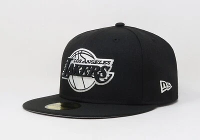 New Era 59Fifty Men Women Cap Los Angeles Lakers Basic Black White Fitted Hat
