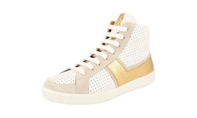 ZAPATO COCHE por PRADA Zapatillas altas de cuero KDT46K oro blanco - EE. UU. 6 UE 36 Foto 1 de 4