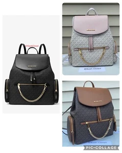 Michael Kors Backpack Jet Set MK Logo Large Chain Backpack - Picture 1 of 32