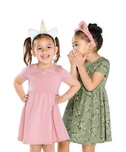 NWT 2-Pack Toddler Girl 3T The Childrens Place Short Sleeve Dresses Green & Pink - Picture 1 of 3