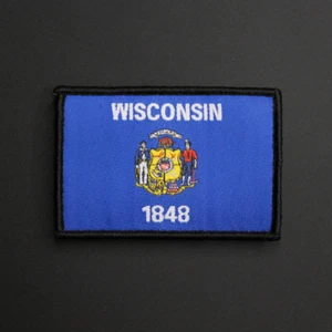 Wisconsin Bundesstaat Flagge Aufnäher USA USA gewebt/bestickt - Klettverschluss - Bild 1 von 2