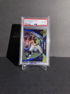 (PSA 8) 2003 Bowman’s Best Drew Brees Blue Refractor #/499 - Image 1 of 2