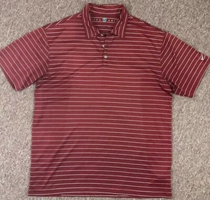 Nike Golf Herren Hemd 3 Button Neck Rot / Burgund / Weiß Nadelstreifen Kurzarm. - Bild 1 von 8