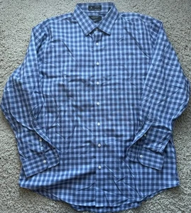 Camicia elegante uomo Nordstrom uomo negozio blu a quadri taglia 17/35 - Foto 1 di 5