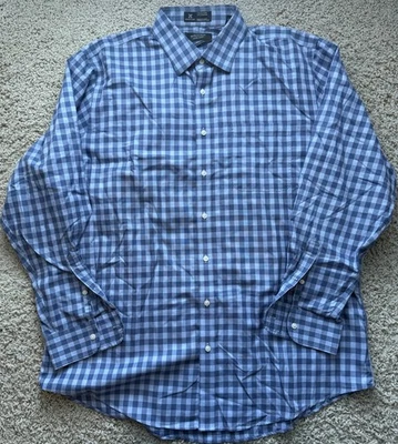 Camisa de vestir para hombre Nordstrom Men’s Shop azul a cuadros talla 17/35 Foto 1 de 4