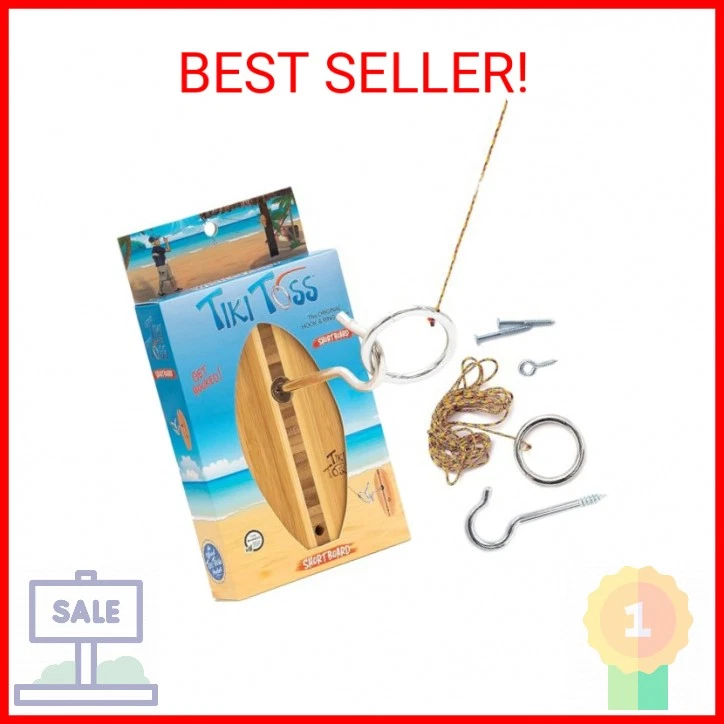 Tiki Toss Hook Ring Game Short Board Edition - 100 Bamboo Party Indoor Outdoor