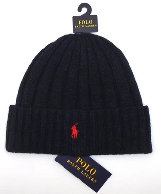 NUEVO GORRO PONY CON PUÑOS ACANALADOS POLO RALPH LAUREN PARA HOMBRE MEZCLA DE LANA GORRA DE INVIERNO" Foto 1 de 2