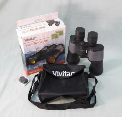 BINOCULARS Vivitar CS850 8 x 50 Black Full-Size Porro Prism Center Focus NIB - Image 1 of 4