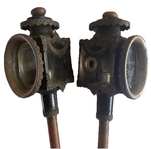 Antique Carriage Brass Coach Lights Signal Lantern 18th Century Pair - Bild 1 von 24