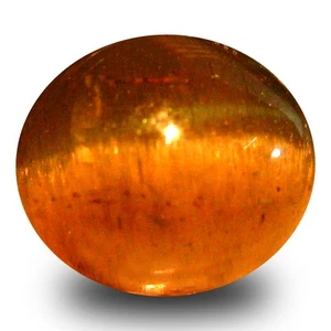 3,08 quilates AAA forma de cabujón ovalado (8 x 7 mm) marrón miel verde apatita ojo de gato - Imagen 1 de 1