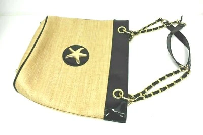 Cartera de mujer beige papel paja cremallera bolsillo interior negro genérico bolso de mano elegante Foto 1 de 4