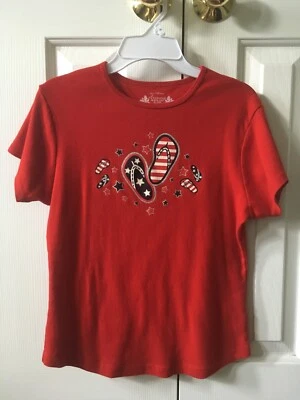 Chanclas rojas blancas y azules 4 de julio patrióticas niñas camiseta talla XL Arizona Jean Foto 1 de 4