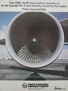 8/1977 PUB PRATT & WHITNEY JT9D-7 ENGINE AIR CANADA BOEING 747 ORIGINAL AD - Foto 1 di 1