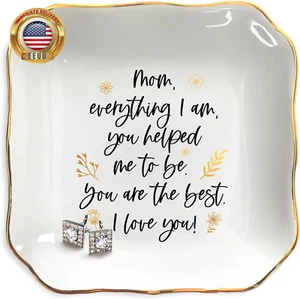 Mothers Day Gifts for Mom from Daughter Son - 4"X4" Ceramic Jewelry Dish Tray - - Picture 1 of 7