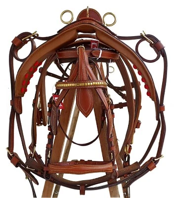 LONDON BRAUN / ÖLBRAUN FARBE LEDER FAHRGESCHIRR MESSING-PASSFORM, ALLE GRÖSSEN