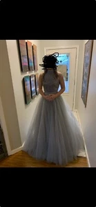 sherri hill prom dress size 4 Silver Gray BEAUTIFUL - Picture 1 of 5