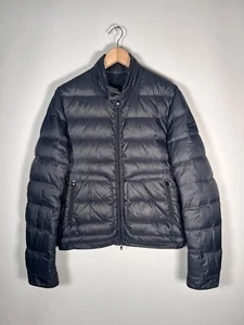 Hackett Puffer Jacket Size Medium Feather Down Padded Short Bomber Jacket Blue M - Picture 1 of 15