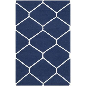 Safavieh Flat weave Wool Navy/ Ivory Area Rug 2' 6' x 4' - Picture 1 of 1