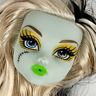 Monster High Frankie Stein Freaky Fusion - Long Blonde Hair Green Lips Head Only