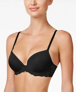 NWT! Calvin Klein Sz 32DD Seductive Comfort Lace Push Up Demi Bra QF1444 Black - Picture 1 of 7