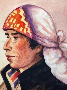 Pintura Acuarela Maria Navas Nebaj Original Guatemalteca Firmada C. 1950 - Imagen 1 de 4