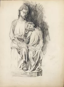 EVA KÖHLER - RETABLO padre e hijo - dibujo artista berlinesa aprox 1938 - Imagen 1 de 1