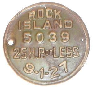 Vintage 1927 Rock Island geprägtes Blech/Metall Nummernschild Steueraufsatz Illinois - Bild 1 von 2