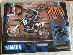 VINTAGE motorcycle POSTER signed Doug Henry- 17"x22" - Yamaha - Picture 1 of 5