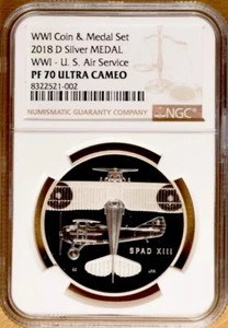 2018 WORLD WAR I AIR SERVICE Silver Medal NGC PF70💥FLAWLESS QUALITY💥 - Picture 1 of 5