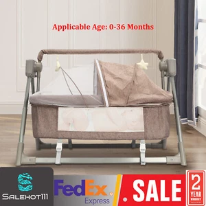 Portable Electric Baby Swing Cradle Bassinet Rocking Crib Infant Bed Cradle New - Picture 1 of 10