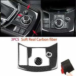 3Pcs Carbon Fiber Console Gear Shift Panel Cover Trim For Mazda CX-5 2017-2018 - Foto 1 di 12