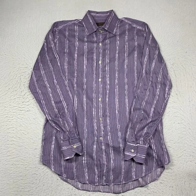 ETRO Milano Shirt Mens 40 Purple Striped Button Up Long Sleeve Italy - Image 1 of 4