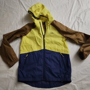 L.L. Bean Youth Kids Wind Rain Jacket Size Small 8 Waterproof Yellow Blue Brown - Picture 1 of 5