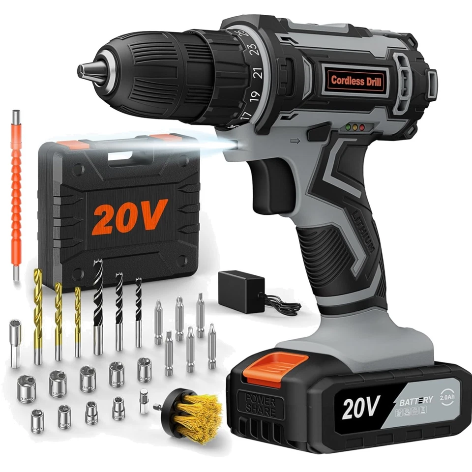 Leistungsstarker 20V Akku-Schrauber mit 42Nm Drehmoment & umfangreichem Zubehör - Bild 1 von 1