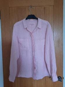 Camicia M&S 100% lino righe caramelle taglia 18 - Foto 1 di 5