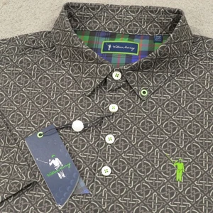 Polo de golf William Murray grande para hombre gris estampado por todas partes rendimiento geométrico - Imagen 1 de 10