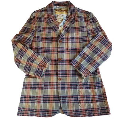 Robert Graham Linen Jacket Men XL Plaid Single Sport Coat Blazer Beige Pink Blue - Image 1 of 4