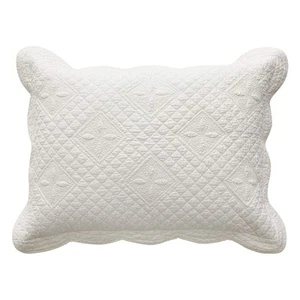 Sage Garden Luxury Pure Cotton Quilted Standard Pillow Sham 20'' x 26'', Ivory - Picture 1 of 5