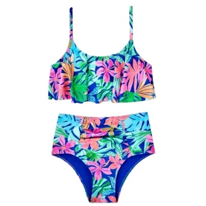 Bikini Member Mark bambina taglia 3T 2 pezzi balza nuoto set protezione solare floreale - Foto 1 di 17