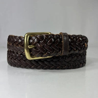 Cinturón de cuero genuino trenzado marrón - para mujer talla 30 Foto 1 de 4