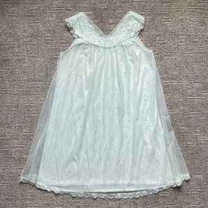 De Colección Vanity Fair Encaje Top Sin Mangas Camisón Verde Babydoll Vestido Fluido Años 80 Pequeño - Imagen 1 de 8