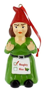 Gnometastico Holiday Naughty or Nice Lady Doppio Uccellino Gnomo Ornamento, 3,75 Inc... - Foto 1 di 6
