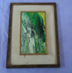Signed Oil on Board Painting Gumón Spanish Artist Framed 5" x 8" Abstract Nude - Picture 1 of 4