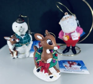 Kurt S Adler Rudolph Red Nose Reindeer 3 Ornaments Rudolph,Santa,Sam Snowman NWT - Picture 1 of 17